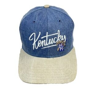 Vintage Kentucky Wildcats Hat Cap Strap Back Blue Tan Pro Line Script 90s Adult